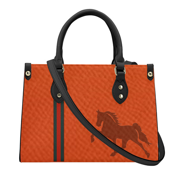 Tennessee Walking Horse Rio Orange Luxury Women PU Tote Bag - Black