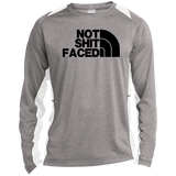 NOT SHIT FACED (BLK) ST361LS Long Sleeve Heather Colorblock Performance Tee
