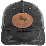 AMERICAN SADDLEBRED ON LEATHER 6990 Distressed Unstructured Trucker Cap - Patch