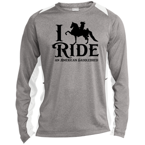I RIDE AN AMERICAN SADDLEBRED ST361LS Long Sleeve Heather Colorblock Performance Tee