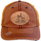 TURNIN AND BURNIN ON LEATHER 6990 Distressed Unstructured Trucker Cap - Patch