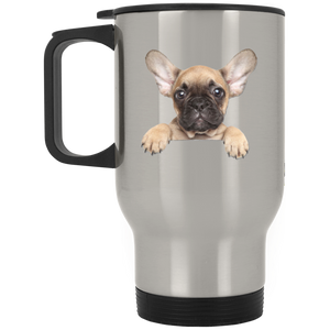 FRENCHIE PUPPY 21 XP8400S Silver Stainless Travel Mug