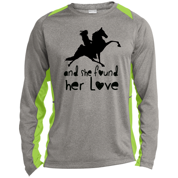 Tennessee Walking Horse  SHE FOUND HER LOVE TWH PERFORMANCE CUTTING BOARD ST361LS Long Sleeve Heather Colorblock Performance Tee