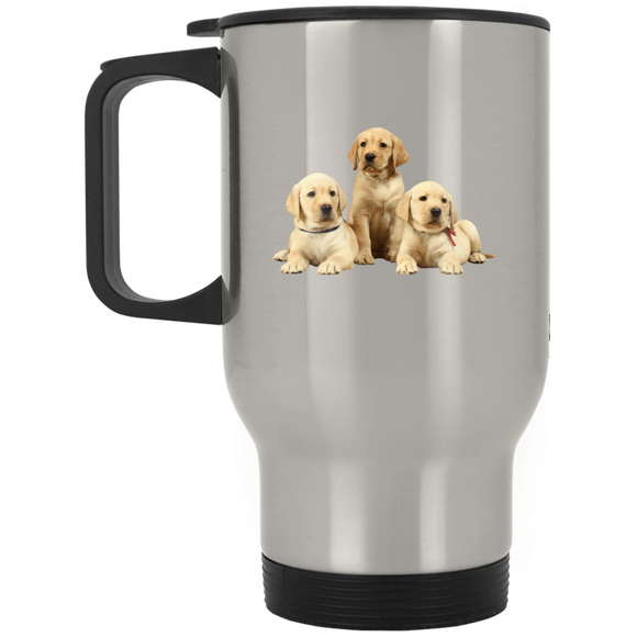 YELLOW LAB PUPS 1 XP8400S Silver Stainless Travel Mug
