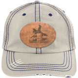 TURNIN AND BURNIN ON LEATHER 6990 Distressed Unstructured Trucker Cap - Patch