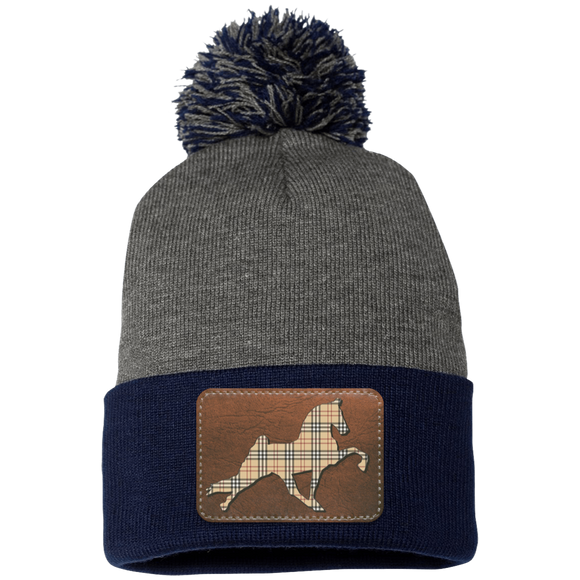 TENNESSEE WALKING HORSE PERFORMANCE LEATHER BURBURY SP15 Pom Pom Knit Cap - Patch