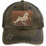 TENNESSEE WALKING HORSE PERFORMANCE LEATHER BURBURY 6990 Distressed Unstructured Trucker Cap - Patch