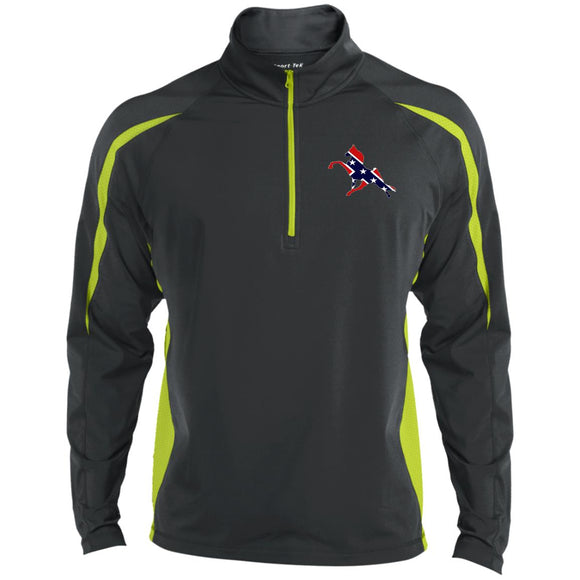 Rebel on the Rail Tennessee Walking Horse Performance ST851 Men's Sport Wicking Colorblock 1/2 Zip