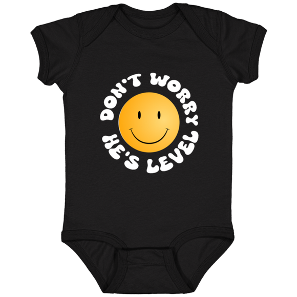 DON'T WORRY HE'S LEVEL (WHITE) 4424 Infant Fine Jersey Bodysuit