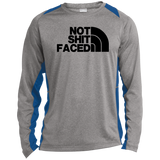 NOT SHIT FACED (BLK) ST361LS Long Sleeve Heather Colorblock Performance Tee