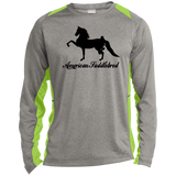 American Saddlebred 2 (black) ST361LS Long Sleeve Heather Colorblock Performance Tee