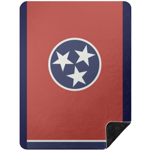 State of Tennessee Flag BSHL Premium Black Sherpa Blanket 60x80