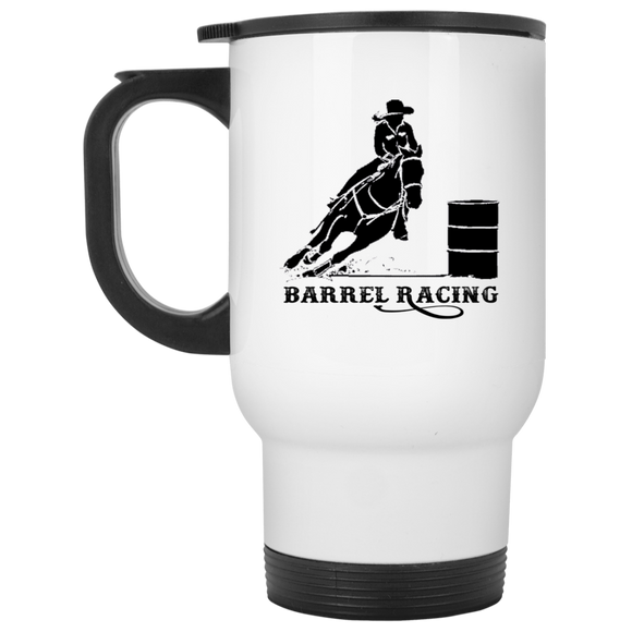 BARREL RACING STYLE 1 4HORSE XP8400W White Travel Mug