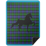 BLUE GREEN TARTAN AMERICAN SADDLEBRED BSHL Premium Black Sherpa Blanket 60x80