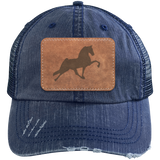 TENNESSEE WALKING HORSE PERFORMANCE LEATHER 6990 Distressed Unstructured Trucker Cap - Patch