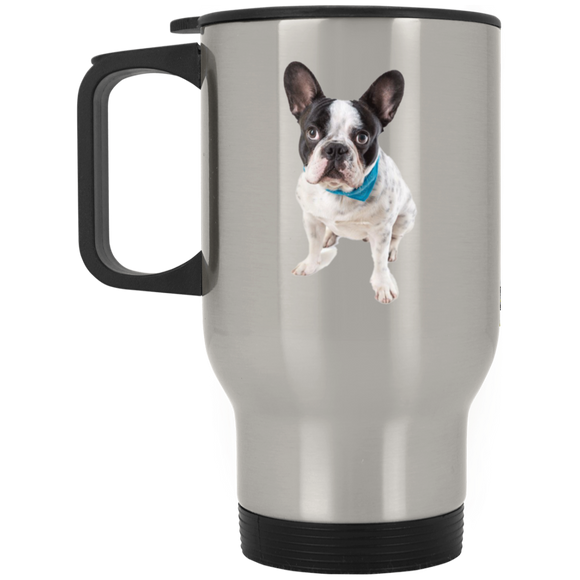 FRENCHIE PUPPY (3) XP8400S Silver Stainless Travel Mug