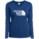 RESTING MARE FACE (white) LST353LS Ladies’ Long Sleeve Performance V-Neck Tee