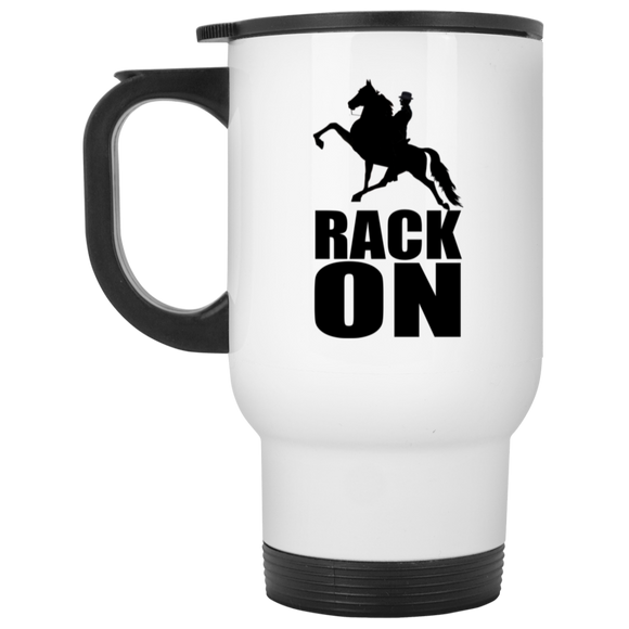 RACK ON Racking (black art) XP8400W White Travel Mug