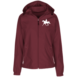 Missouri Fox Trotter WITH MALE RIDER WHITE LST76 Ladies' Jersey-Lined Hooded Windbreaker