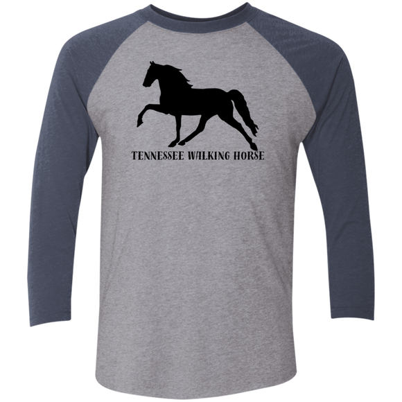 Tennessee Walker (black) 4HORSE NL6051 Tri-Blend 3/4 Sleeve Raglan T-Shirt