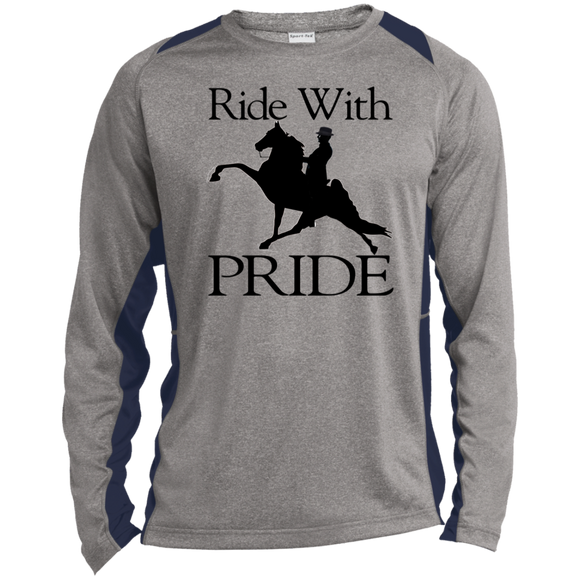 Ride With Pride ST361LS Long Sleeve Heather Colorblock Performance Tee