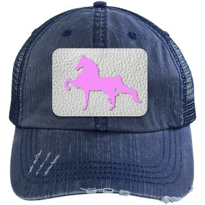 AMERICAN SADDLEBRED PINK 6990 Distressed Unstructured Trucker Cap - Patch