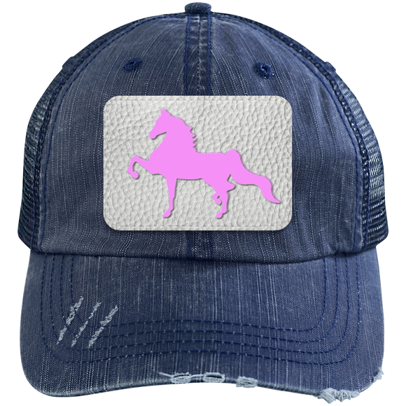AMERICAN SADDLEBRED PINK 6990 Distressed Unstructured Trucker Cap - Patch