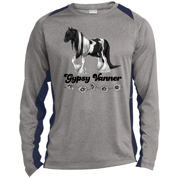 GYPSY VANNER 4HORSE (BLACK LETTERS) ST361LS Long Sleeve Heather Colorblock Performance Tee
