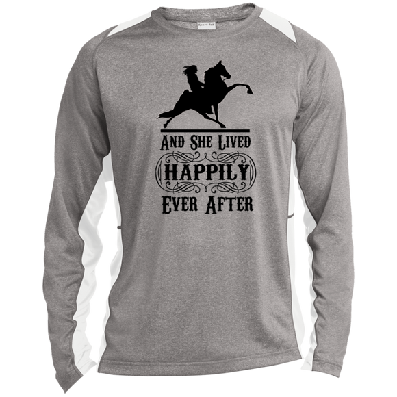 HAPPILY EVER AFTER (TWH Performance) Blk ST361LS Long Sleeve Heather Colorblock Performance Tee