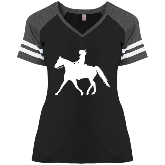 Missouri Fox Trotter LADY FINAL ART WHITE DM476 Ladies' Game V-Neck T-Shirt