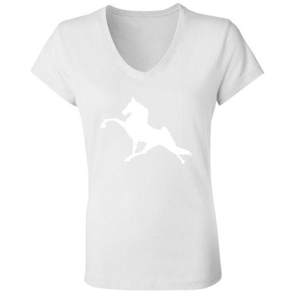 Tennessee Walking Horse Performance (WHITE) B6005 Ladies' Jersey V-Neck T-Shirt