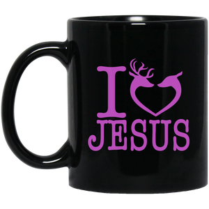 I Love Jesus (Deer Pink) BM11OZ 11oz Black Mug