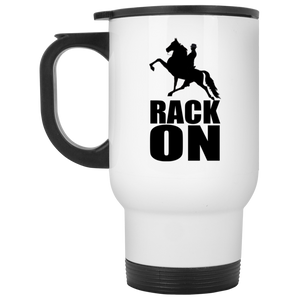 RACK ON Racking (black art) XP8400W White Travel Mug