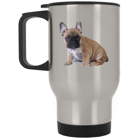 FRENCHIE PUPPY (4) XP8400S Silver Stainless Travel Mug