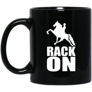 RACK ON RACKING (WHITE ART) BM11OZ 11oz Black Mug