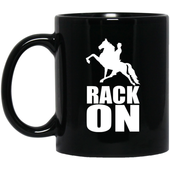 RACK ON RACKING (WHITE ART) BM11OZ 11oz Black Mug