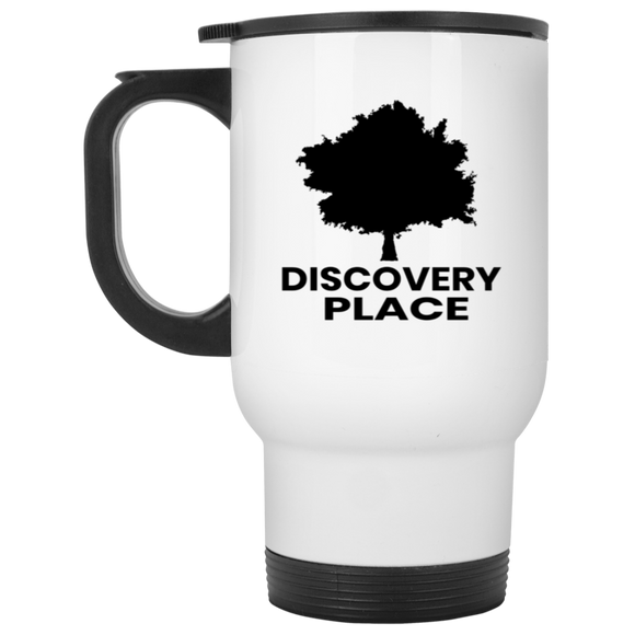 DISCOVERY PLACE LOGO 2023 DESIGN 2 ALL BLACK XP8400W White Travel Mug