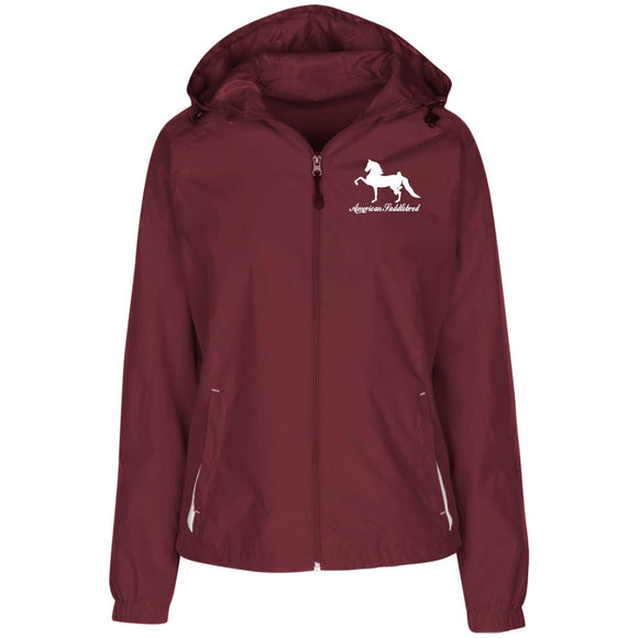 American Saddlebred 2 (white) LST76 Ladies' Jersey-Lined Hooded Windbreaker