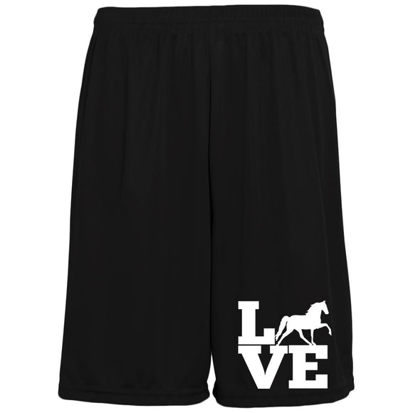 Love (TWH Pleasure) 1428 Moisture-Wicking Pocketed 9 inch Inseam Training Shorts