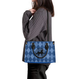 SADDLEBRED AZTEC  BLUE ARGYLE Luxury Women PU Tote Bag - Black