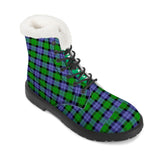 NASHVILLE BRAND GREEN BLUE TARTAN Faux Fur Synthetic Leather Boot