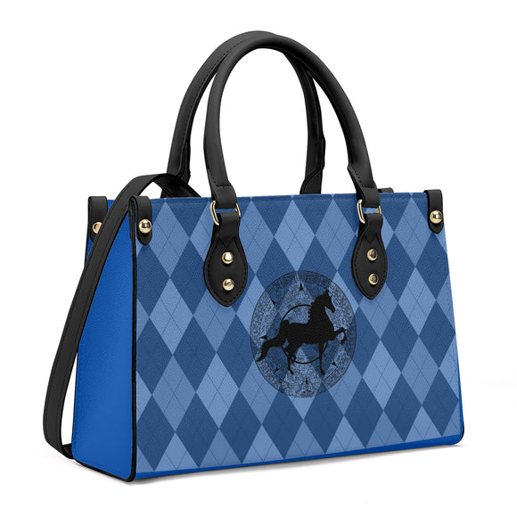 SADDLEBRED AZTEC  BLUE ARGYLE Luxury Women PU Tote Bag - Black