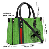 American Saddlebred Aztec Green Ribbed Luxury Women PU Tote Bag - Black