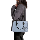 SADDLEBRED SHELL BLUE Luxury Women PU Tote Bag - Black Piping