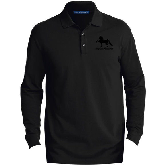 American Saddlebred 2 (black) K8000LS Men's EZCotton™ Long Sleeve Polo - My Pony Store