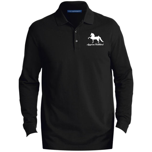 American Saddlebred 2 (white) K8000LS Men's EZCotton™ Long Sleeve Polo - My Pony Store