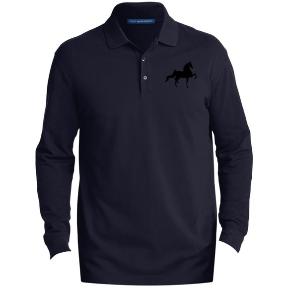 American Saddlebred (black) K8000LS Men's EZCotton™ Long Sleeve Polo - My Pony Store