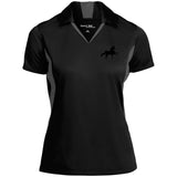 American Saddlebred (black) LST655 Ladies' Colorblock Performance Polo - My Pony Store