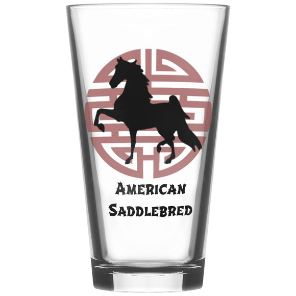 AMERICAN SADDLEBRED JAPANESE ART DRINK WEAR 16 OZ GLASS - My Pony Store