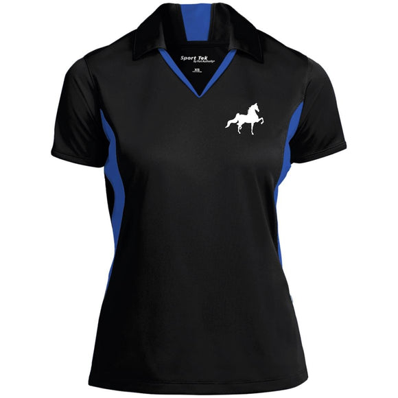American Saddlebred (white) LST655 Ladies' Colorblock Performance Polo - My Pony Store